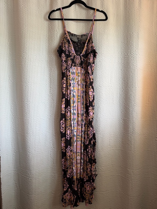 Free People Dresses & Skirts - Free People Black Maxi Dress with Pink Floral Print